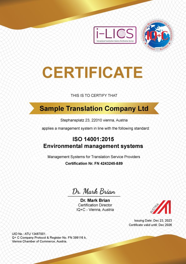 Certificate-14001