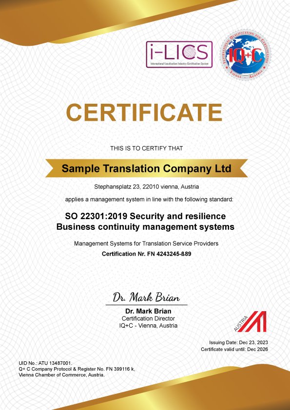 Certificate-22301